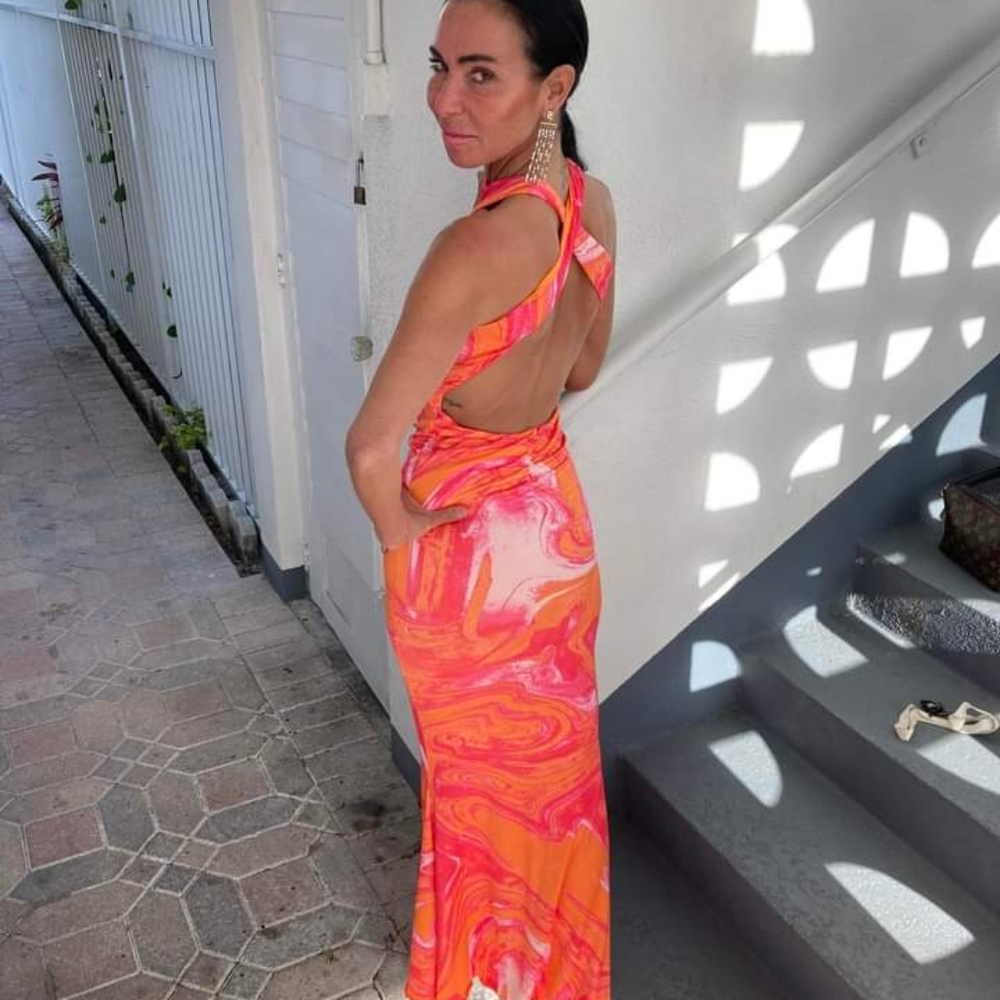 Multiple Color Long Stretch Dress - Picture 4 of 4